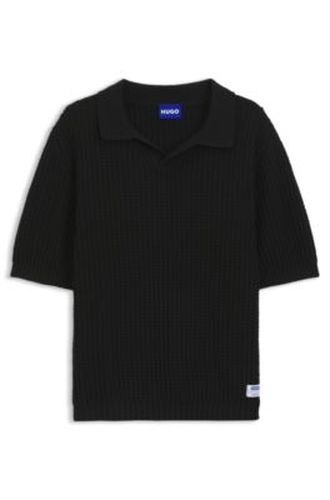 Polo en maille à structure gaufrée et col Johnny - HUGO - Modalova