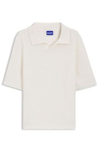 Polo en maille à structure gaufrée et col Johnny - HUGO - Modalova