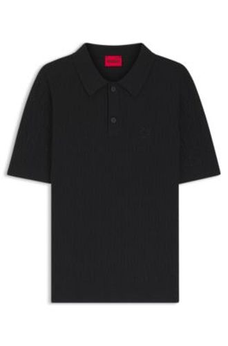 Pull en coton tricoté à col polo - HUGO - Modalova