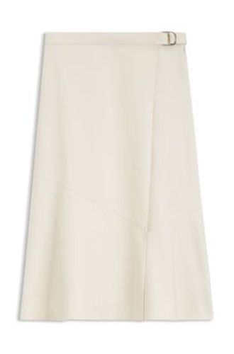 Jupe portefeuille à la coupe évasée en coton stretch - Boss - Modalova