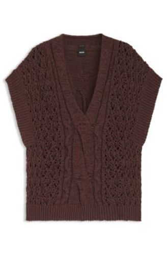 Top en maille de coton mélangé avec des détails en maille torsadée - Boss - Modalova