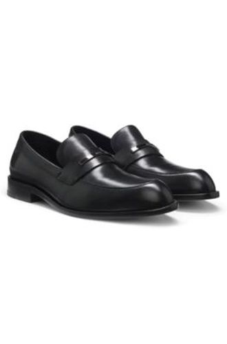 Mocassins en cuir avec garniture métallique logotée - Boss - Modalova