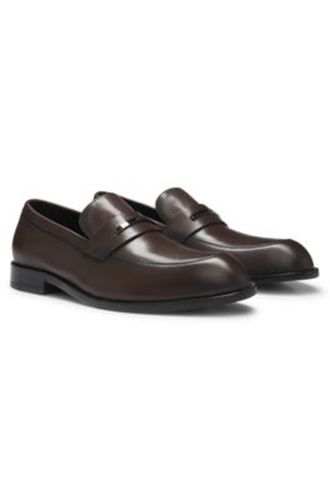 Mocassins en cuir avec garniture métallique logotée - Boss - Modalova