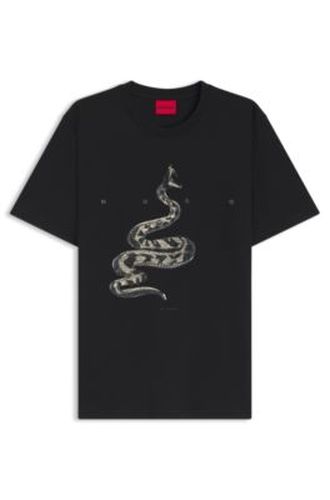 T-shirt en jersey de coton avec logo espacé - HUGO - Modalova
