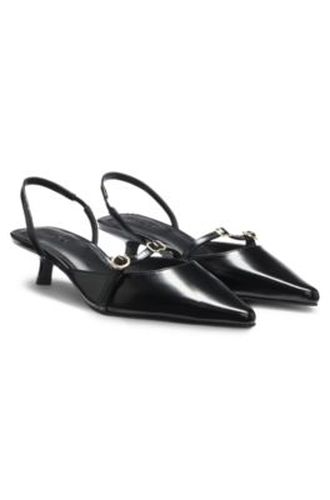 Mules à talon ouvert en cuir glacé - HUGO - Modalova