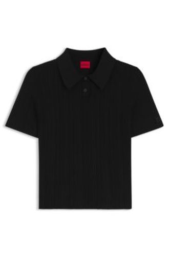Pull Slim Fit côtelé à col polo - HUGO - Modalova