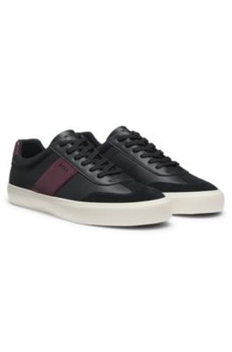 Baskets en cuir grainé avec finitions en cuir - Boss - Modalova