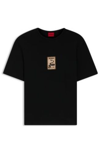 T-shirt en jersey de coton avec badge brodé - HUGO - Modalova