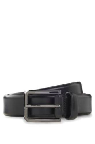 Ceinture en cuir lisse avec boucle gravée couleur acier - Boss - Modalova