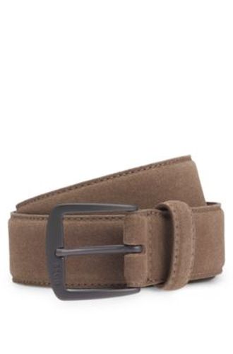Ceinture en cuir suédé italien avec boucle couleur acier - Boss - Modalova