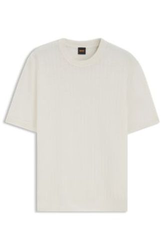 T-shirt en maille de coton et de lin - Boss - Modalova