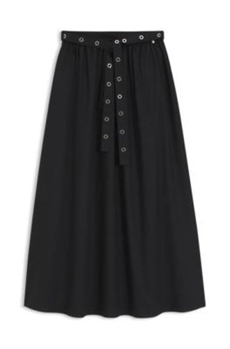 Jupe longue en popeline de coton avec ceinture à œillets - Boss - Modalova