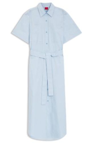 Robe-chemise en popeline de coton - HUGO - Modalova