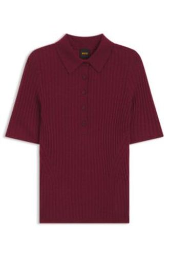 Pull à manches courtes en laine mélangée à col polo - Boss - Modalova