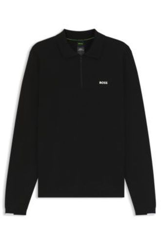 Pull en coton à encolure zippée avec logo contrastant - Boss - Modalova