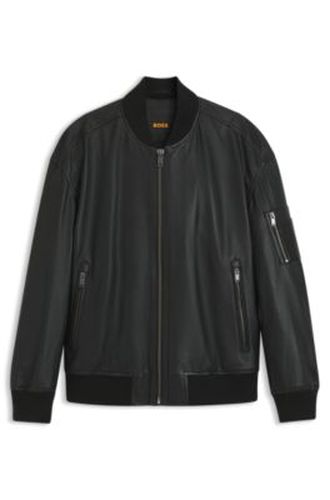 Veste en cuir avec poche sur une manche - Boss - Modalova