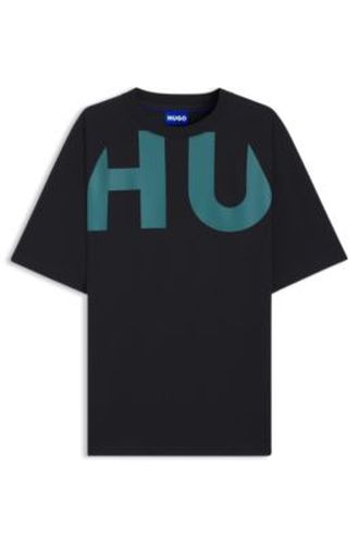 T-shirt Loose en jersey de coton avec logo couvrant le devant et le dos - HUGO - Modalova
