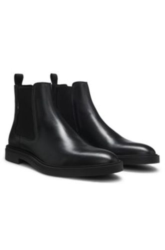 Bottines Chelsea en cuir lustré avec surpiqûre emblématique - Boss - Modalova