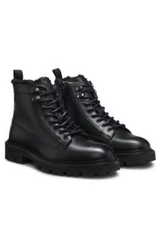 Bottines en cuir avec doublure en fourrure synthétique - Boss - Modalova