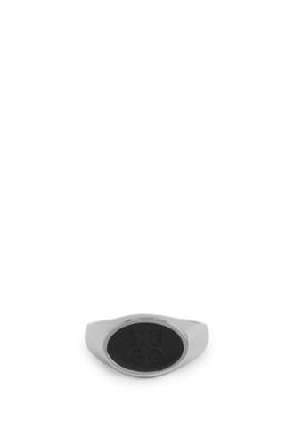 Bague en acier avec insert en émail et logo revisité - HUGO - Modalova