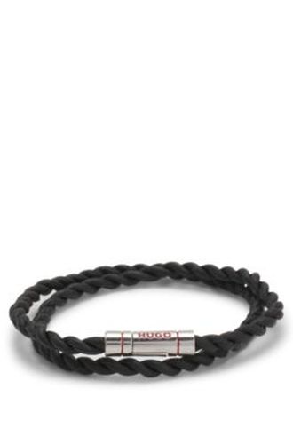 Bracelet double tour en cuir tressé - HUGO - Modalova