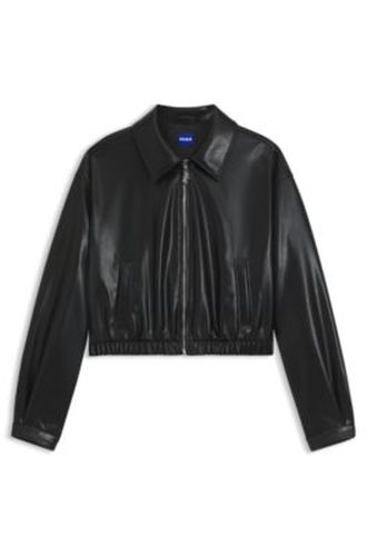 Veste courte en similicuir avec logo embossé au dos - HUGO - Modalova