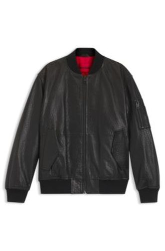 Veste Regular en cuir à motif - HUGO - Modalova
