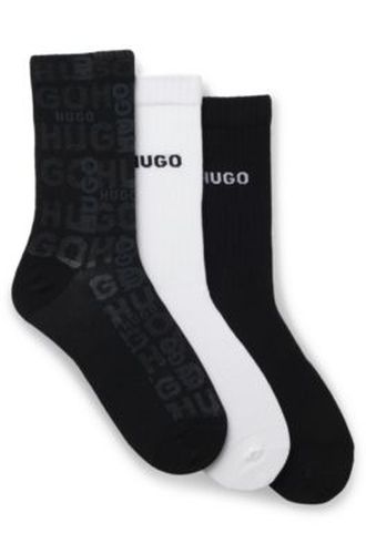 Lot de trois paires de chaussettes courtes en coton mélangé avec logos - HUGO - Modalova