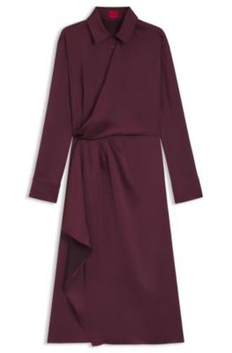 Robe mi-longue en satin drapé - HUGO - Modalova