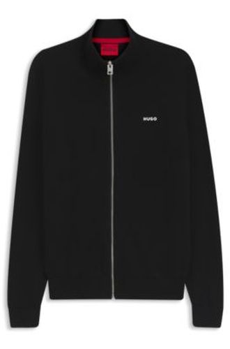 Veste Slim en maille de coton avec logo - HUGO - Modalova
