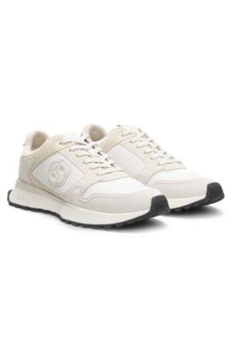 Baskets avec finitions en cuir suédé et monogramme Double B - Boss - Modalova