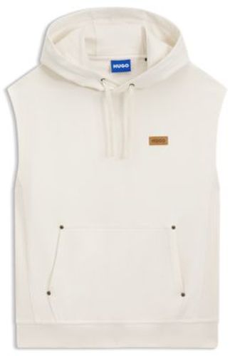 Sweat à capuche sans manches en molleton de coton avec badge logo - HUGO - Modalova