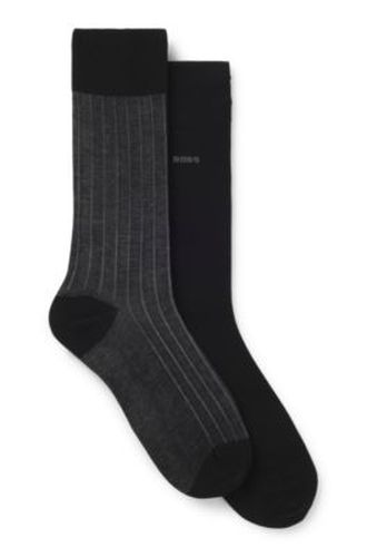Lot de deux paires de chaussettes côtelées vanisées en coton mélangé mercerisé - Boss - Modalova