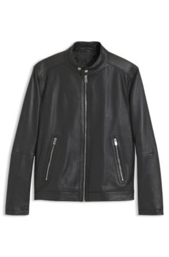Veste en cuir grainé avec finitions à logo - Boss - Modalova