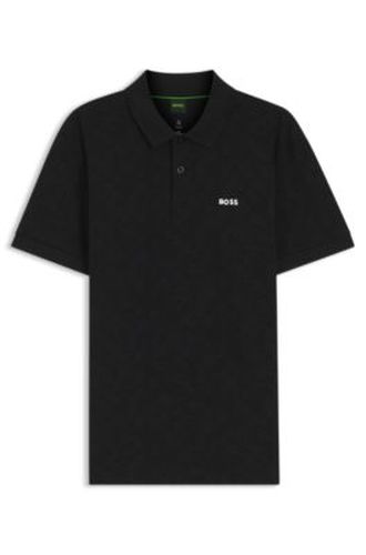 Polo en piqué de coton avec motif imprimé partout - Boss - Modalova