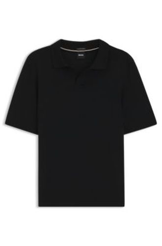 Polo en maille de laine mérinos à col Johnny - Boss - Modalova