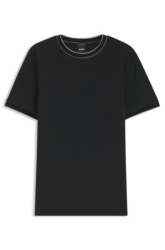 T-shirt Regular en coton structuré avec détails de liserés - Boss - Modalova