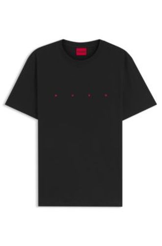 T-shirt en jersey de coton avec détail logoté - HUGO - Modalova