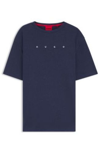 T-shirt de pyjama en coton mélangé à logo brodé - HUGO - Modalova