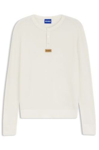 Pull Relaxed à encolure tunisienne en coton gaufré - HUGO - Modalova