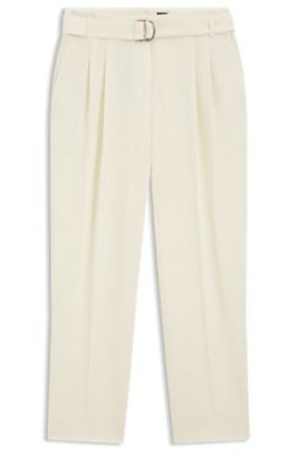 Pantalon coupe fuselée en crêpe japonais à ceinture - Boss - Modalova