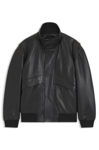 Veste bomber en cuir rembourrée avec poches à rabat - Boss - Modalova