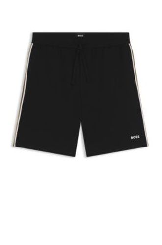 Short de pyjama en coton stretch avec finitions à rayures emblématiques - Boss - Modalova