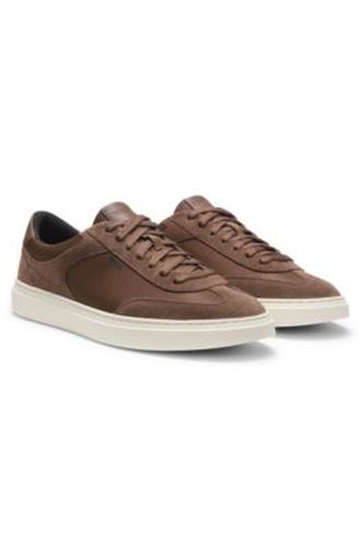 Baskets à lacets avec finitions en cuir suédé - Boss - Modalova