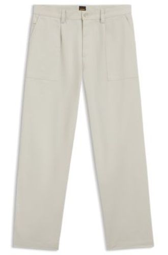 Chinos en coton mélangé avec pinces et poche plaquée - Boss - Modalova
