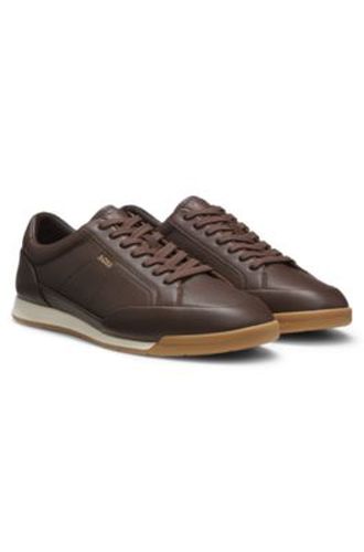 Baskets en cuir avec logo imprimé en transfert - Boss - Modalova
