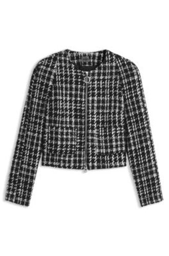 Veste en maille bouclette à carreaux avec coupe évasée - HUGO - Modalova