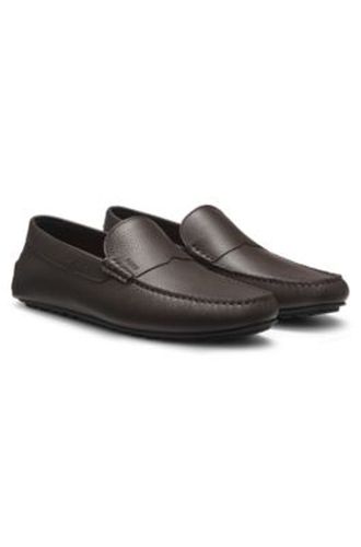 Mocassins en cuir foulonné avec semelle à picots - Boss - Modalova