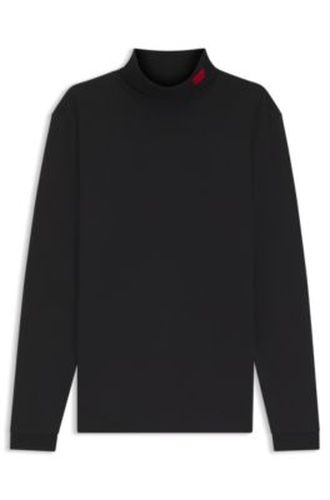 T-shirt Slim en coton avec col montant orné d'un logo - HUGO - Modalova
