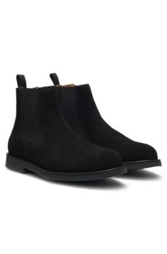 Bottines Chelsea en daim avec coutures à rayures emblématiques - Boss - Modalova